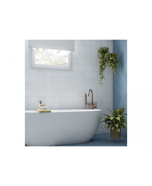 Carrelage salle de bain et cuisine 14,7x14,7 cm, blanc