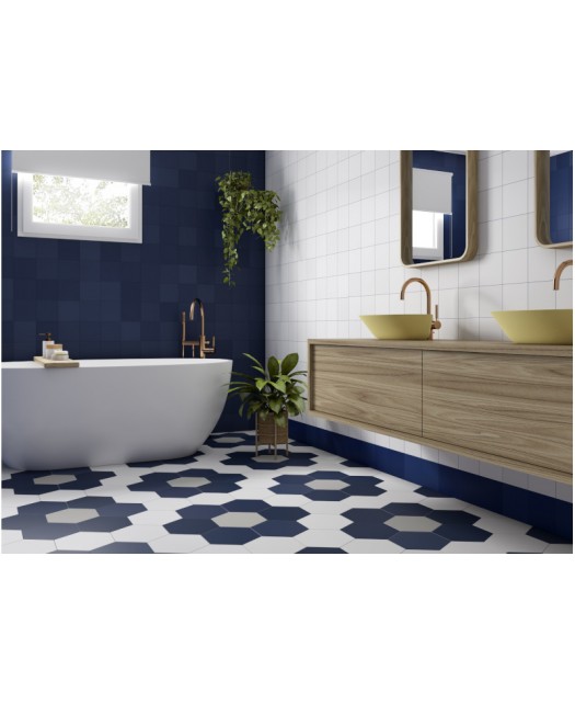 Carrelage salle de bain et cuisine 14,7x14,7 cm, bleu