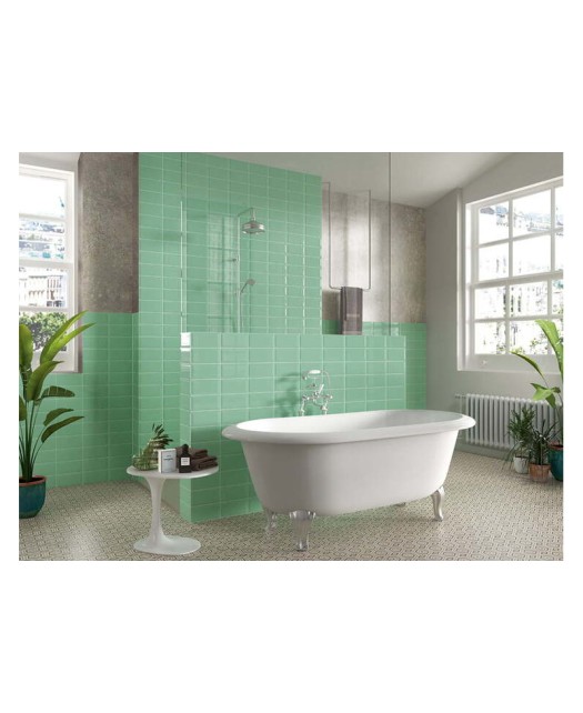 Carrelage métro 10x20 vert turquoise brillant - salle de bain et crédence de cuisine - carrelage mural moderne