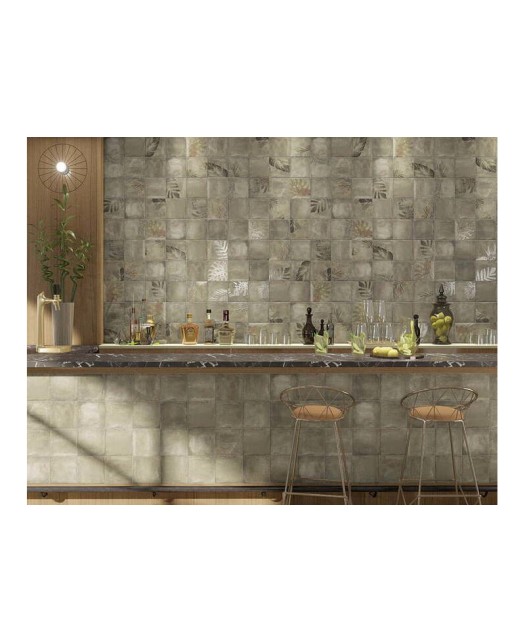Faïence murale aspect pierre, motifs, marron, mat, 20x20 cm. Pour cuisine et salle de bain
