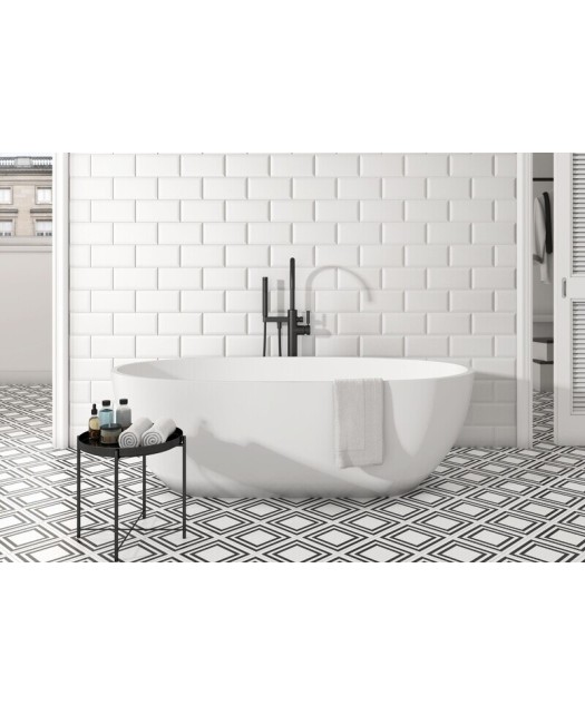 Faïence métro blanc 7,5x15 cm - ambiance Black and White pour cuisine et salle de bain