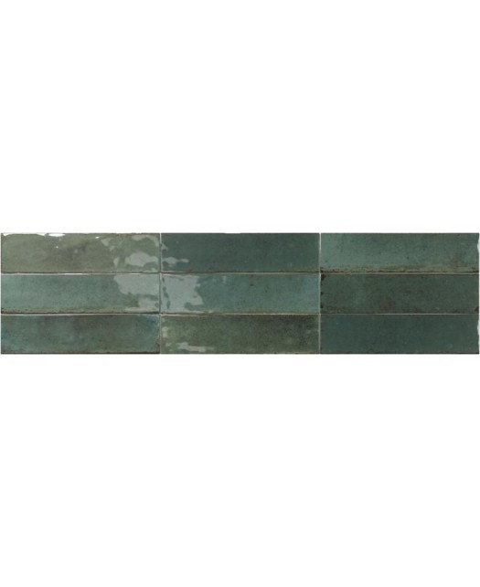 Carrelage aspect zellige 7x28 cm vert pour sol et mur