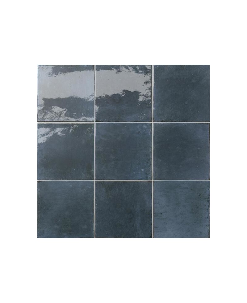 Carrelage aspect zellige 14,7x14,7 cm bleu foncé pour sol et mur