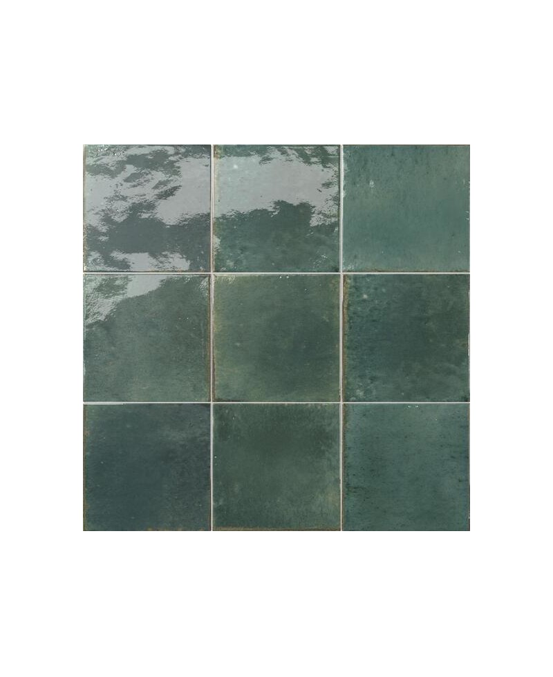 Carrelage aspect zellige 14,7x14,7 cm vert pour sol et mur