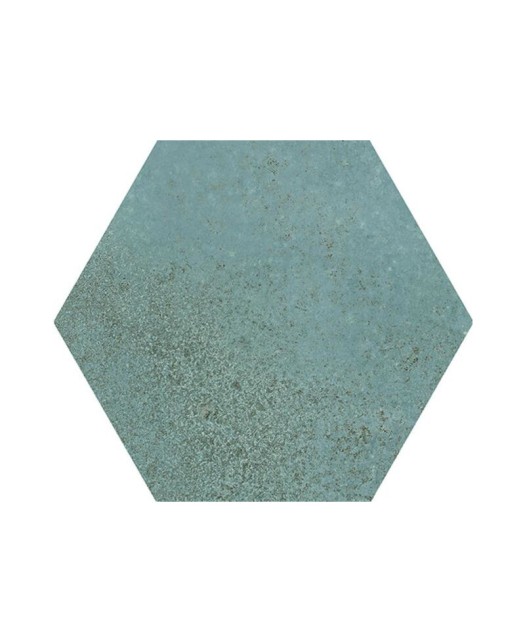 Carrelage hexagonal aspect ciment vert 15x17 cm