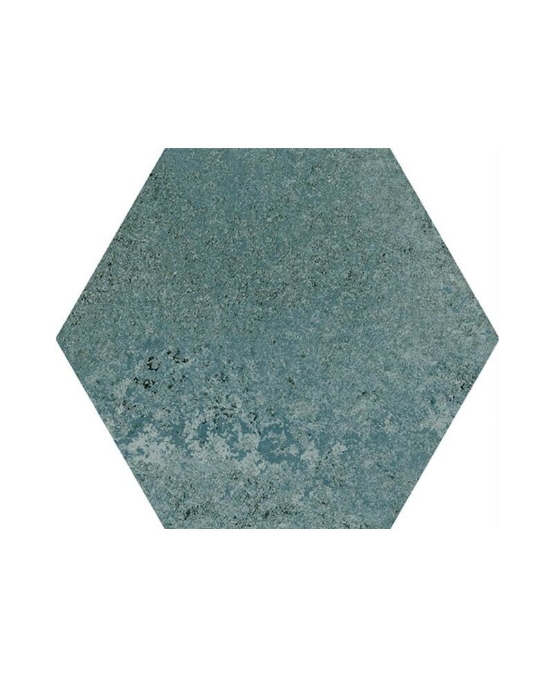 Carrelage hexagonal aspect ciment bleu 15x17 cm