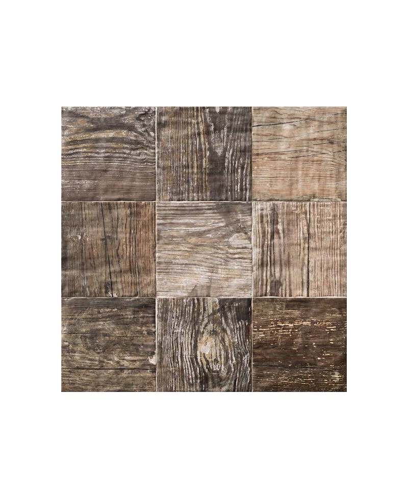 Carrelage aspect bois 20x20 cm, marron foncé - Intérieur, sol et mur