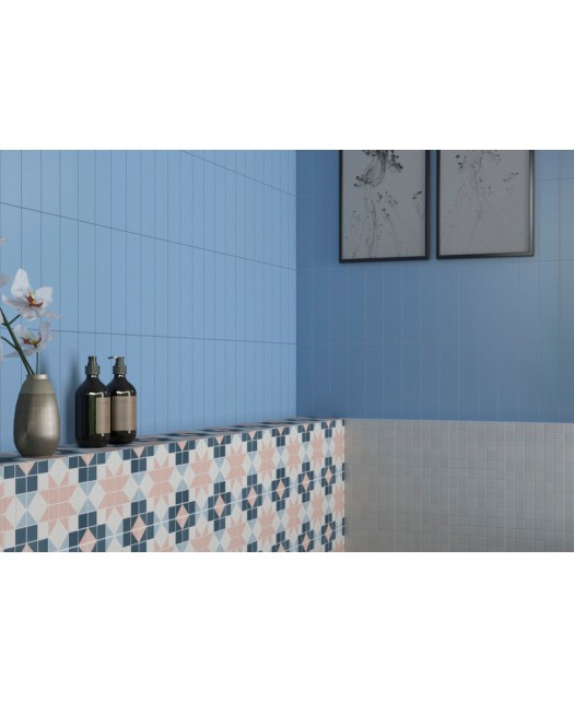 Faïence murale bleu clair 7,5x30 cm, crédence cuisine, salle de bain, finition mate