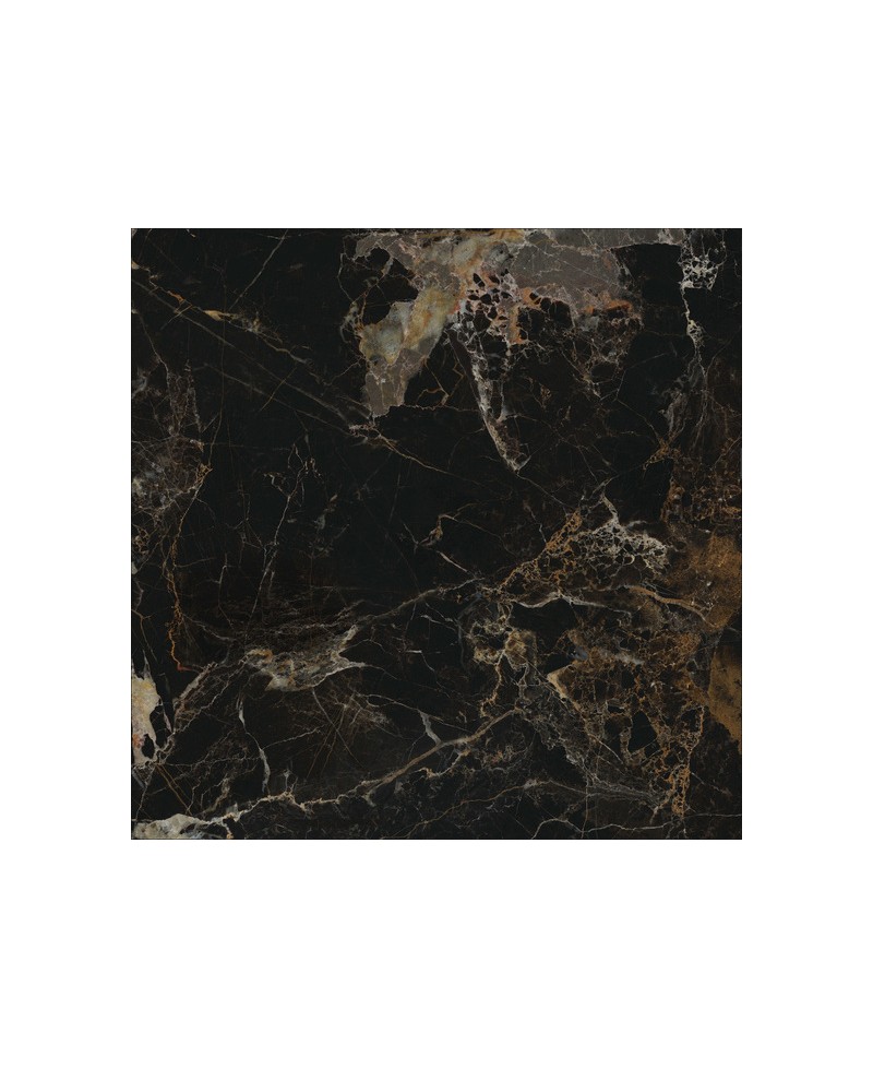 Carrelage imitation marbre 90x90 cm, noir, poli, rectifié.