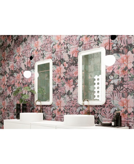 Carrelage composition florale 20x20 cm - salle de bain et crédence de cuisine - fresque florale