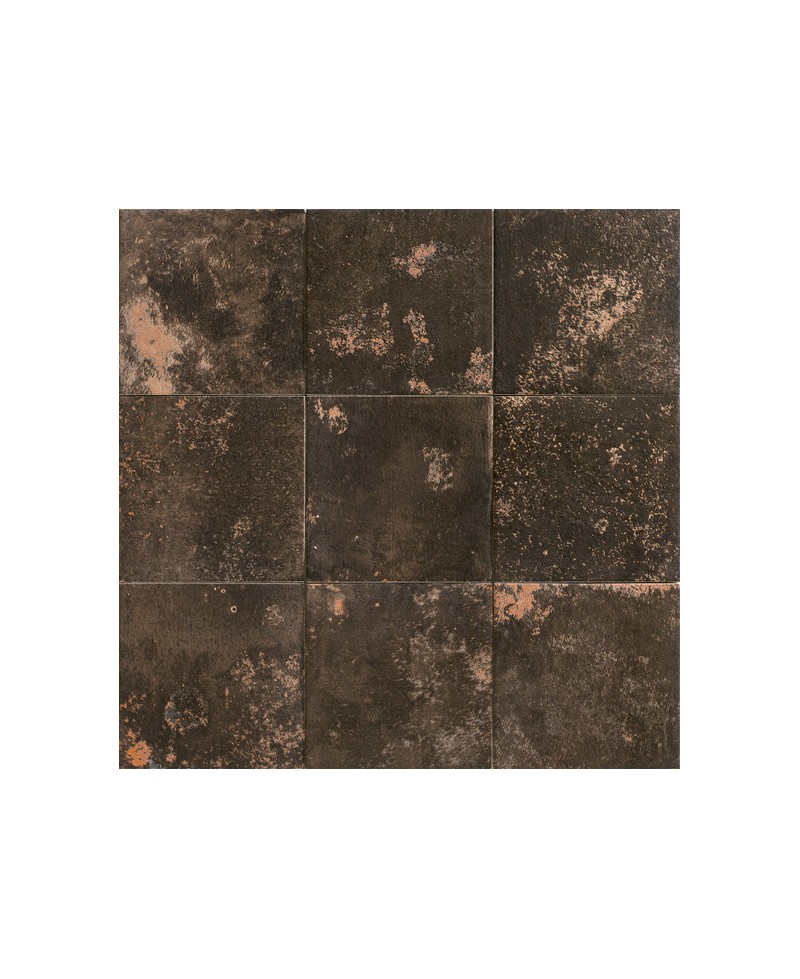 Carrelage imitation carreau de ciment 20x20 cm noir/marron - grès cérame - apte pour sol et mur