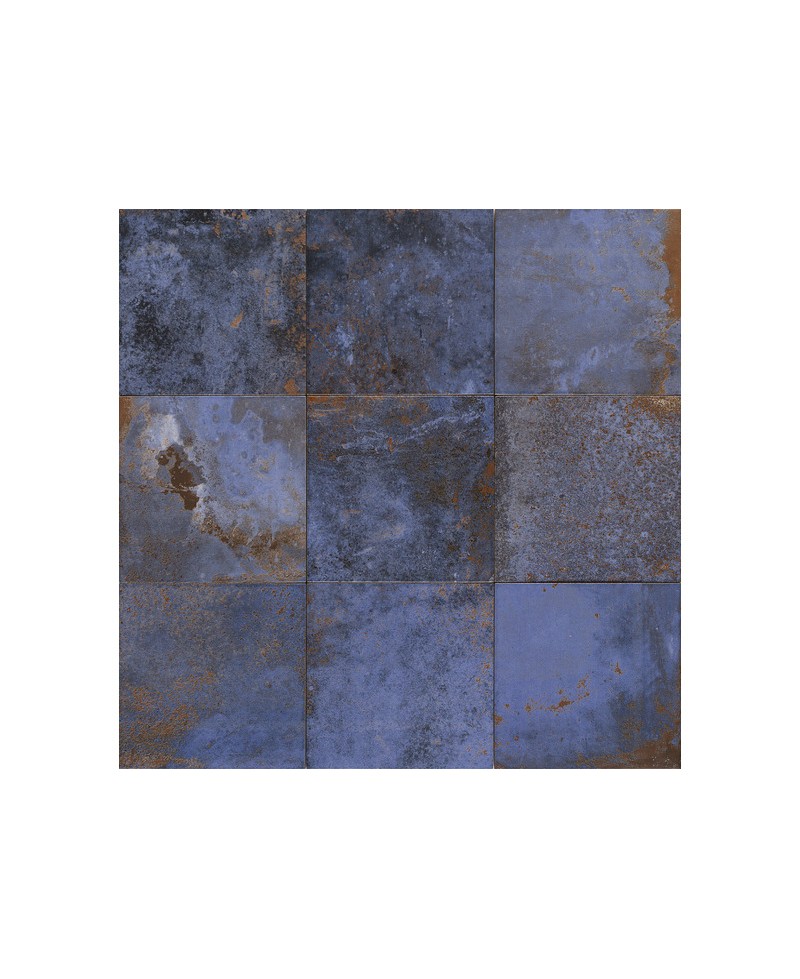 Carrelage imitation carreau de ciment 20x20 cm bleu - grès cérame - apte pour sol et mur