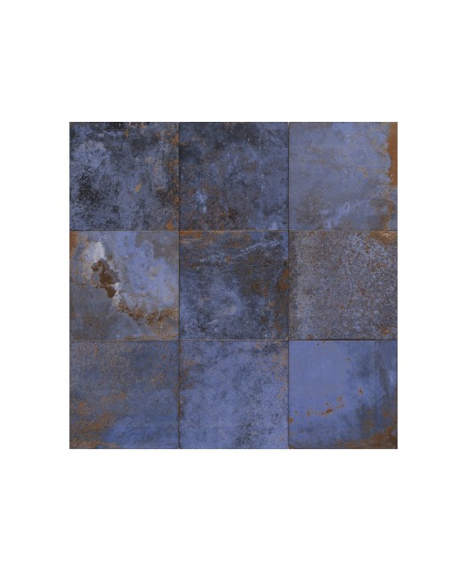Carrelage imitation carreau de ciment 20x20 cm bleu - grès cérame - apte pour sol et mur
