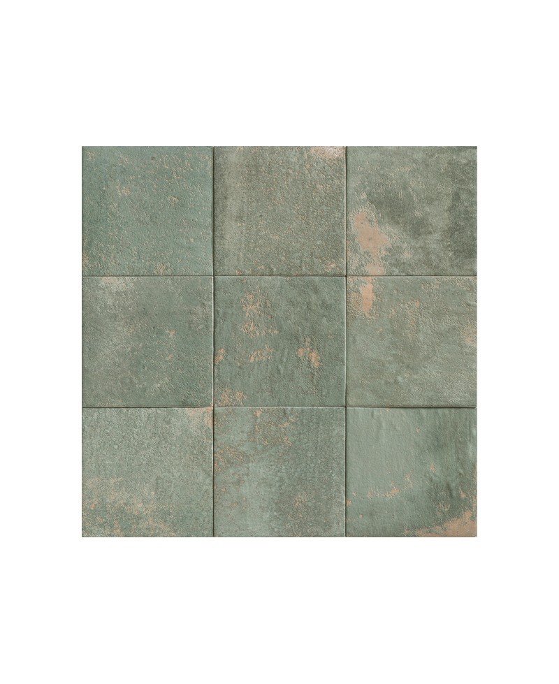 Carrelage imitation carreau de ciment 20x20 cm vert - grès cérame - apte pour sol et mur