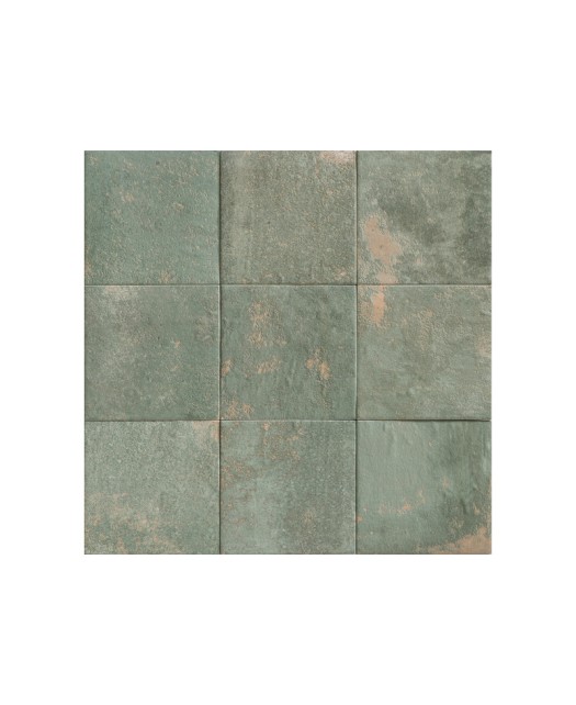 Carrelage imitation carreau de ciment 20x20 cm vert - grès cérame - apte pour sol et mur