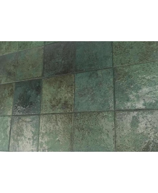 Carrelage pour piscine en grès cérame émaillé, brillant, 14,7x14,7 cm, vert