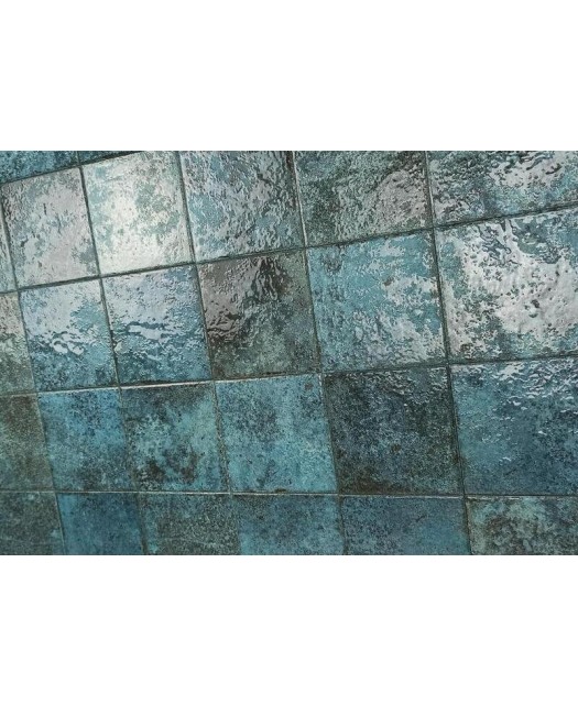 Carrelage pour piscine en grès cérame émaillé, brillant, 14,7x14,7 cm, turquoise