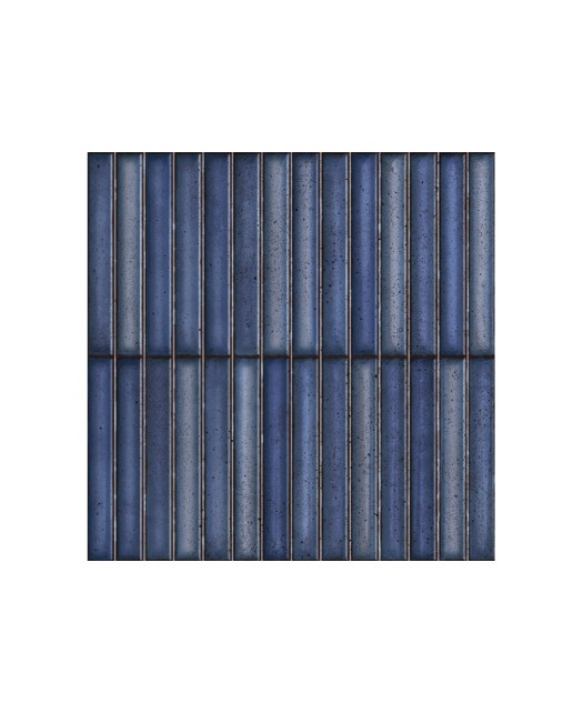 Carrelage mural effet allumette ou Kit Kat - finition brillante - Grès cérame émaillé - bleu
