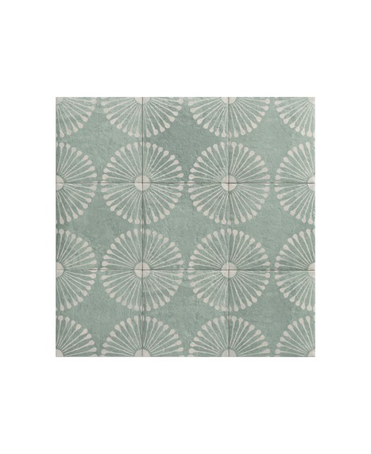 Carrelage imitation ciment - mur et sol - intérieur et extérieur - 20x20 cm - motifs verts