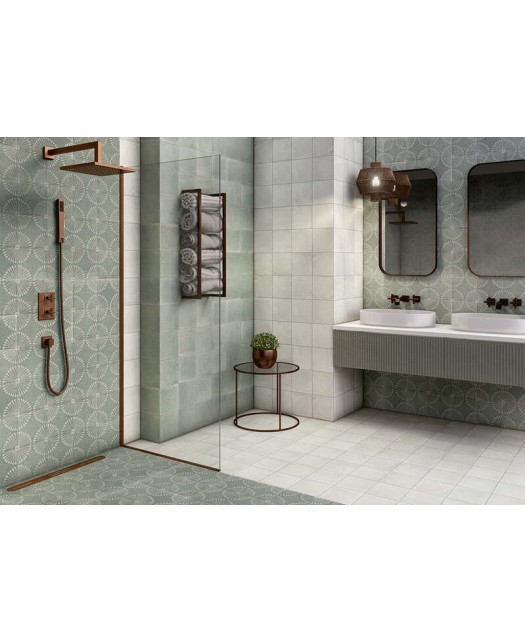 Carrelage imitation carreaux de ciment - mur et sol - intérieur et extérieur - 20x20 cm - motifs verts
