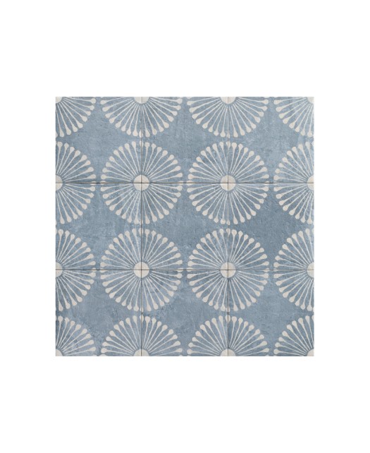 Carrelage imitation ciment - mur et sol - intérieur et extérieur - 20x20 cm  - motif bleu