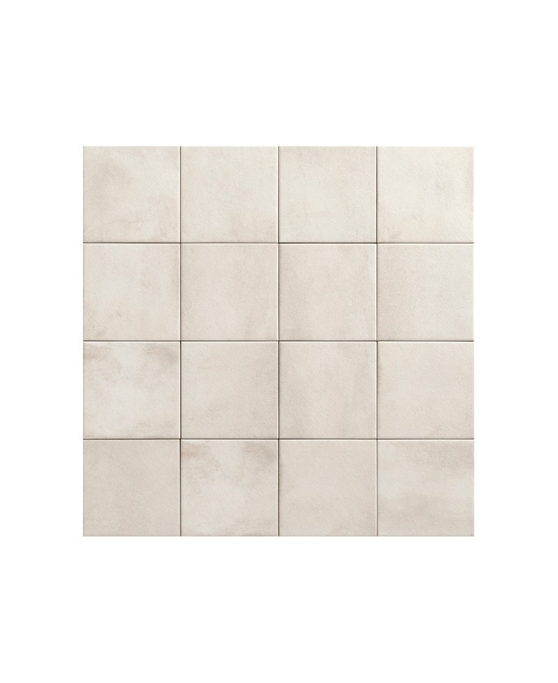 Carrelage imitation ciment 15x15 cm, blanc, sol, mur, intérieur, extérieur, piscine.